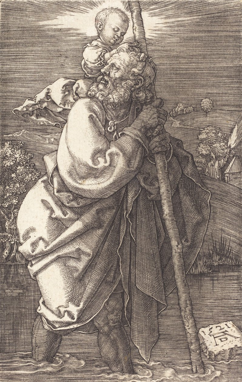 Pyhä Christopher kasvot vasemmalle, 1521. tekijältä Albrecht Dürer