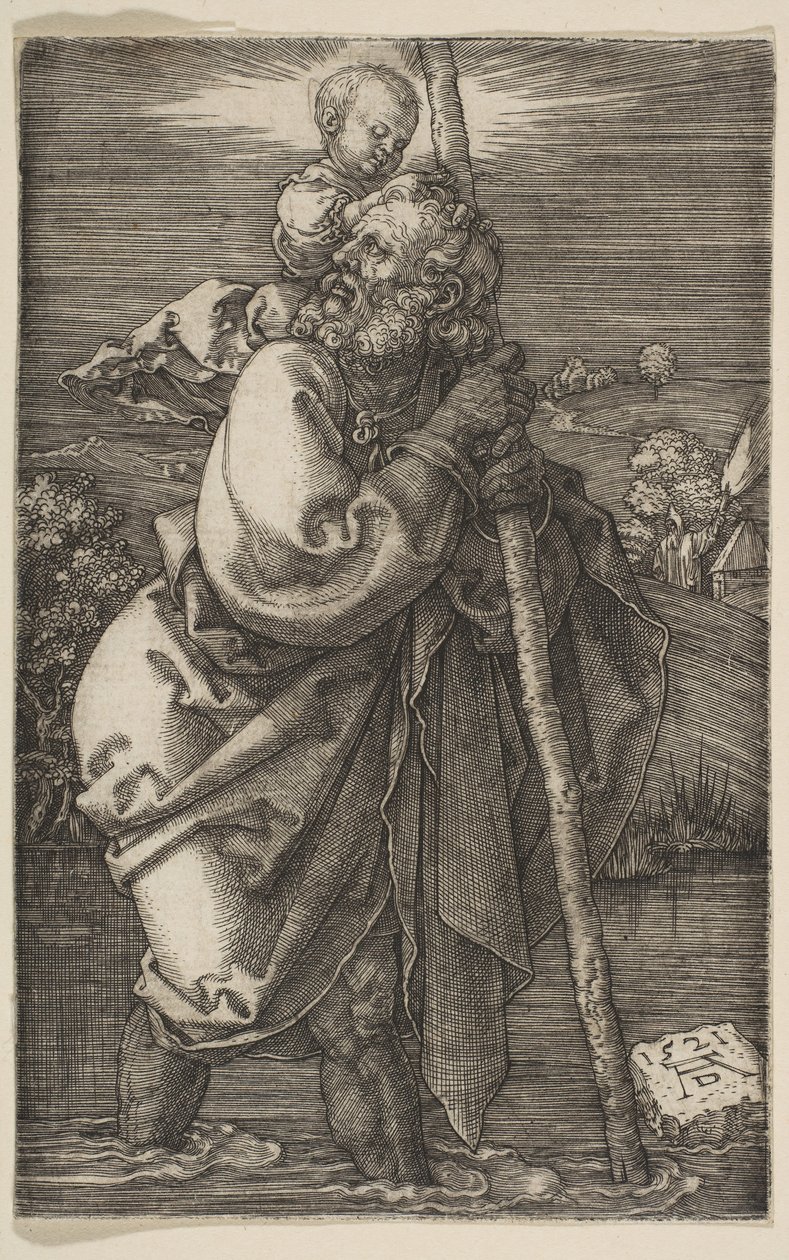 Pyhä Christopher kasvot vasemmalle, 1521. tekijältä Albrecht Dürer