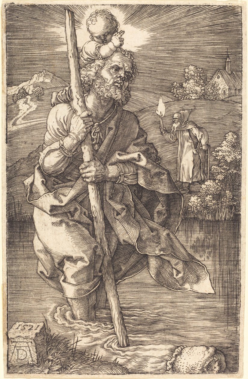 Pyhä Christopher kasvot oikealle tekijältä Albrecht Dürer
