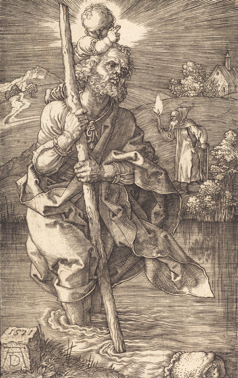Pyhä Christopher kasvot oikealle, 1521. tekijältä Albrecht Dürer