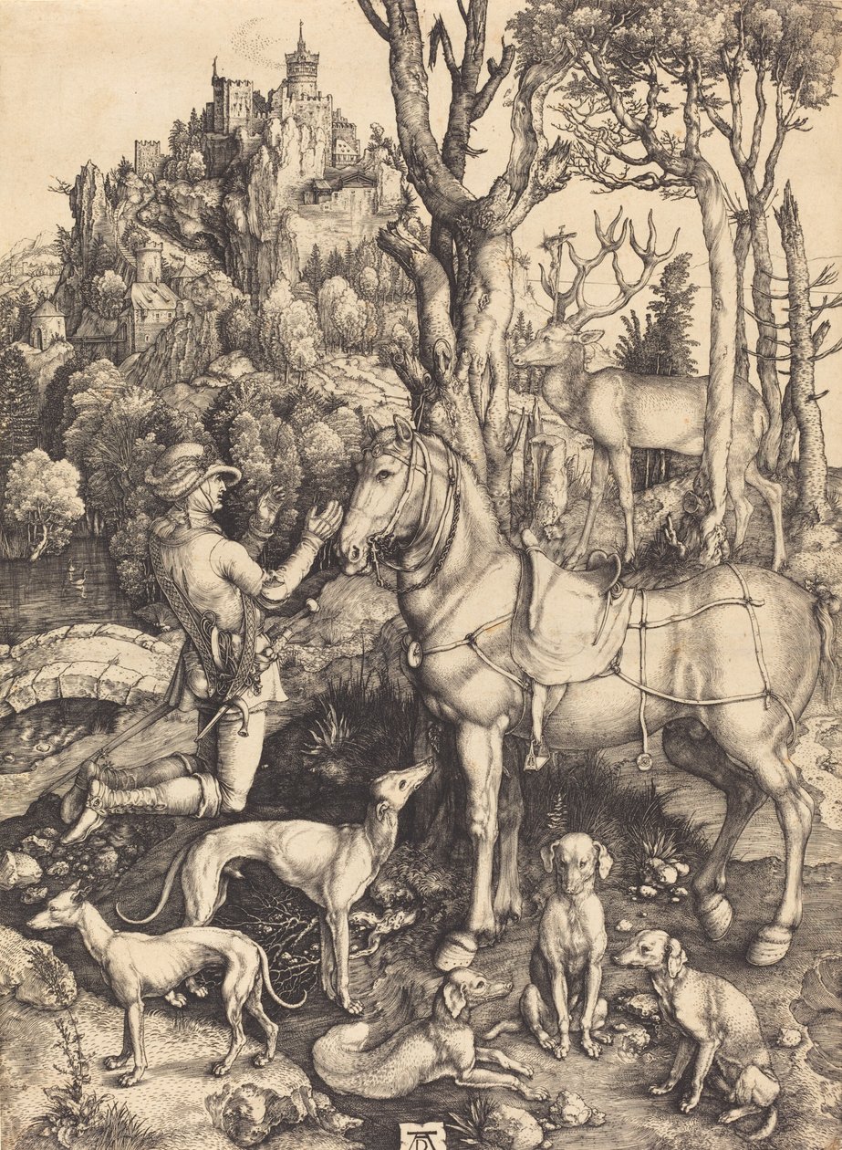 Saint Eustace, n. 15001501. tekijältä Albrecht Dürer