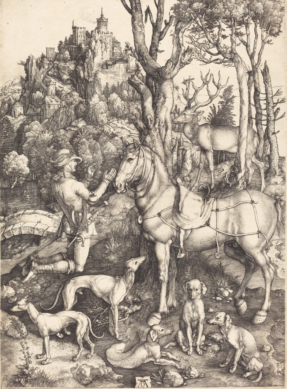 Saint Eustace, n. 15001501. tekijältä Albrecht Dürer