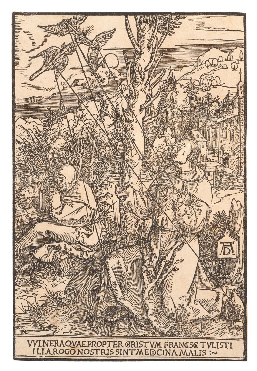 Pyhä Franciscus vastaanottamassa stigmat, n. 1505. tekijältä Albrecht Dürer