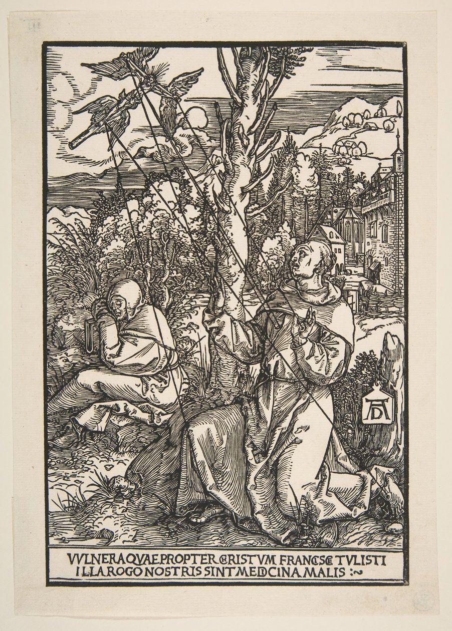 Pyhä Franciscus vastaanottamassa Stigmataa, n. 1503. tekijältä Albrecht Dürer