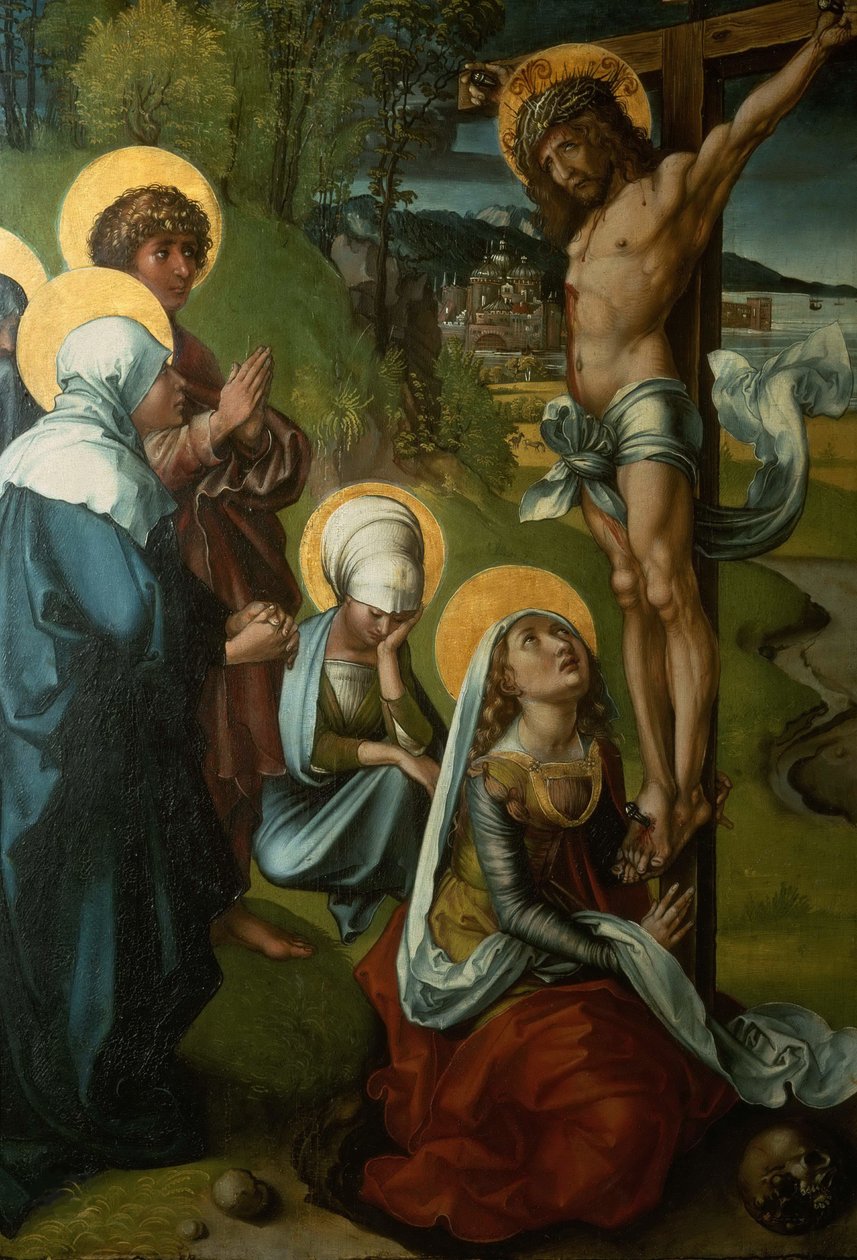 Seitsemän surun polyptyykin ristiinnaulitseminen, 1495-1496. tekijältä Albrecht Dürer
