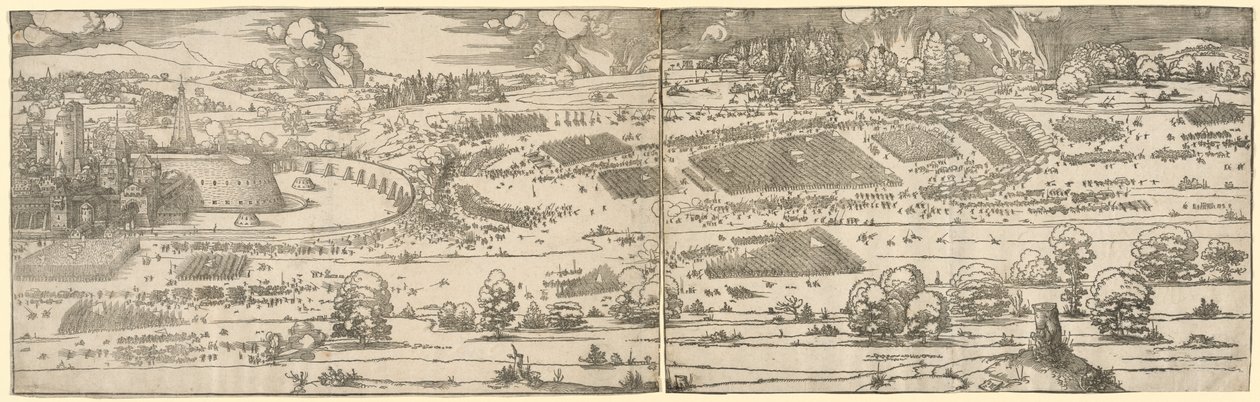 Linnoituksen piiritys. tekijältä Albrecht Dürer