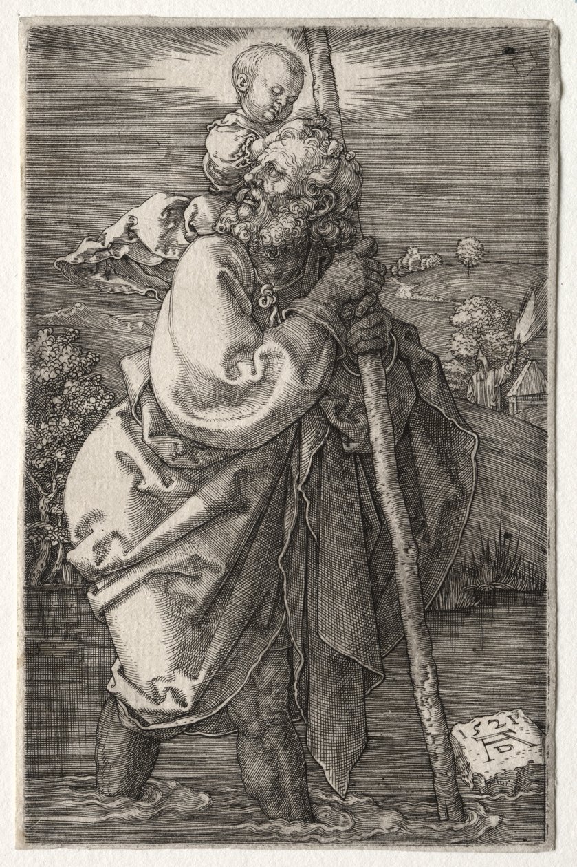St. Christopher, Kasvot vasemmalle tekijältä Albrecht Dürer