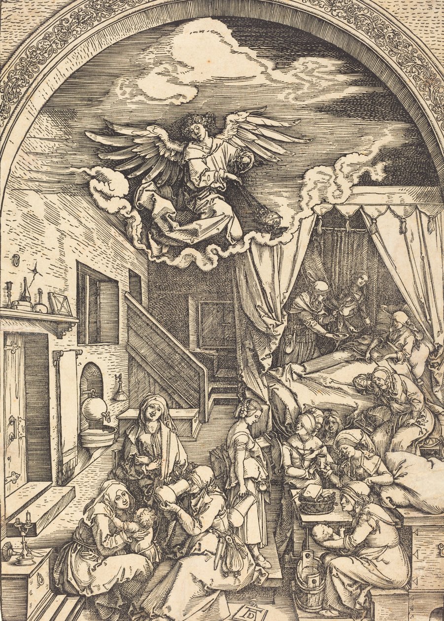 Neitsyen syntymä, n. 15031504. tekijältä Albrecht Dürer