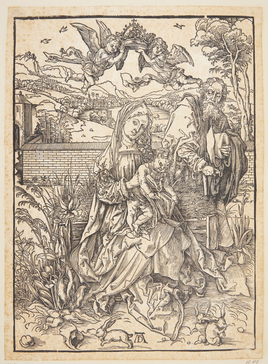 Pyhä perhe, jossa on kolme jänistä tekijältä Albrecht Dürer