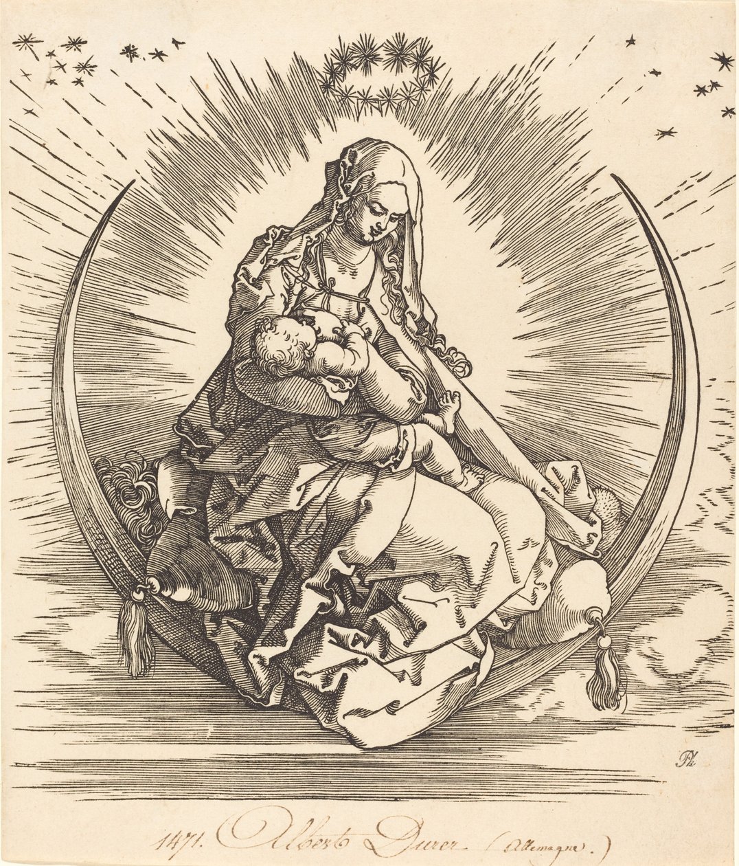 Madonna puolikuussa, 15101511. tekijältä Albrecht Dürer