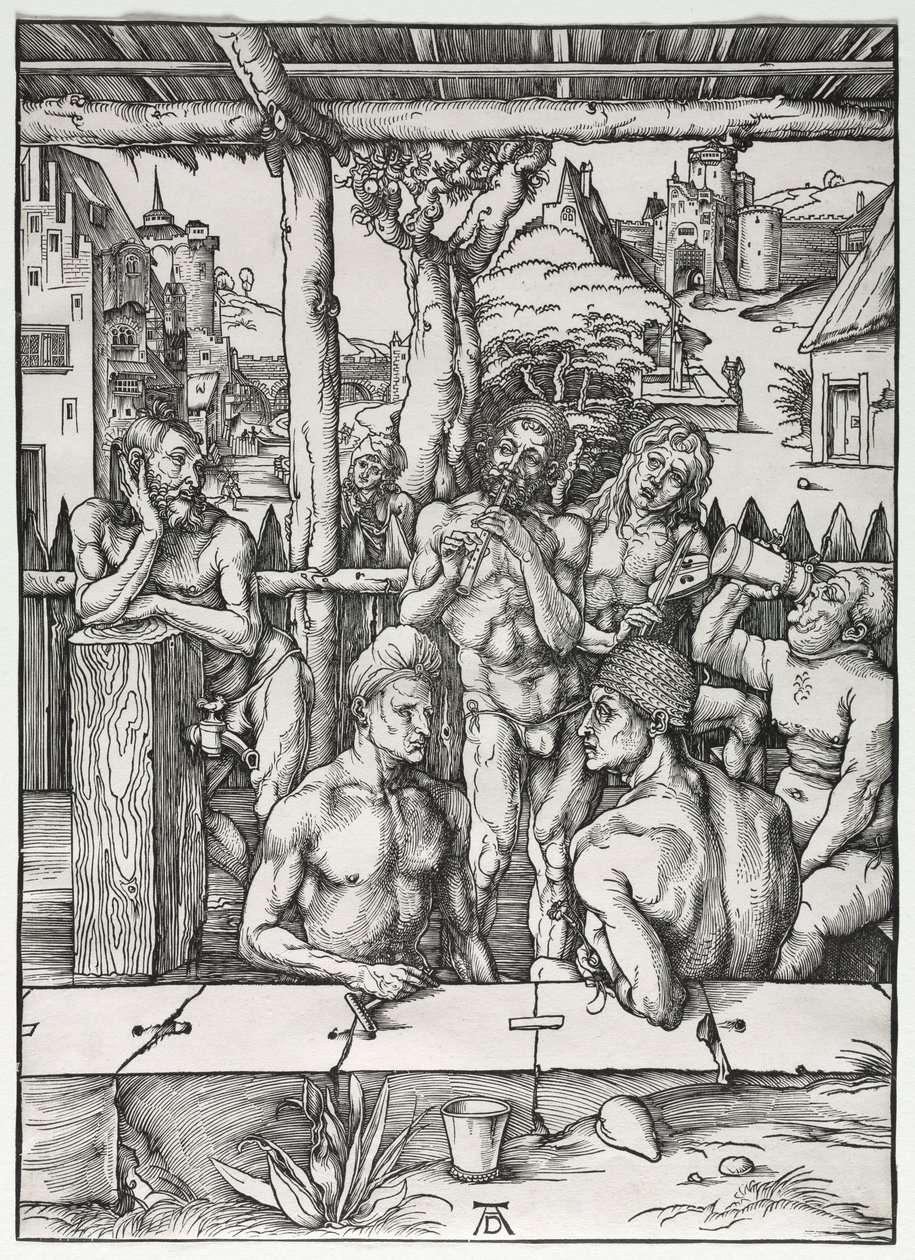 Miesten kylpylä, n. 1496-1497. tekijältä Albrecht Dürer