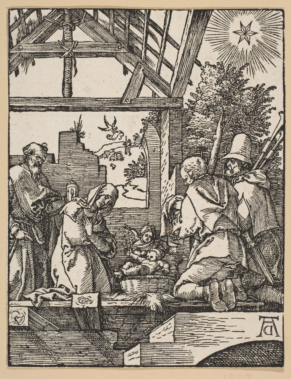 Syntymä, teoksesta The Little Passion.n.d. tekijältä Albrecht Dürer