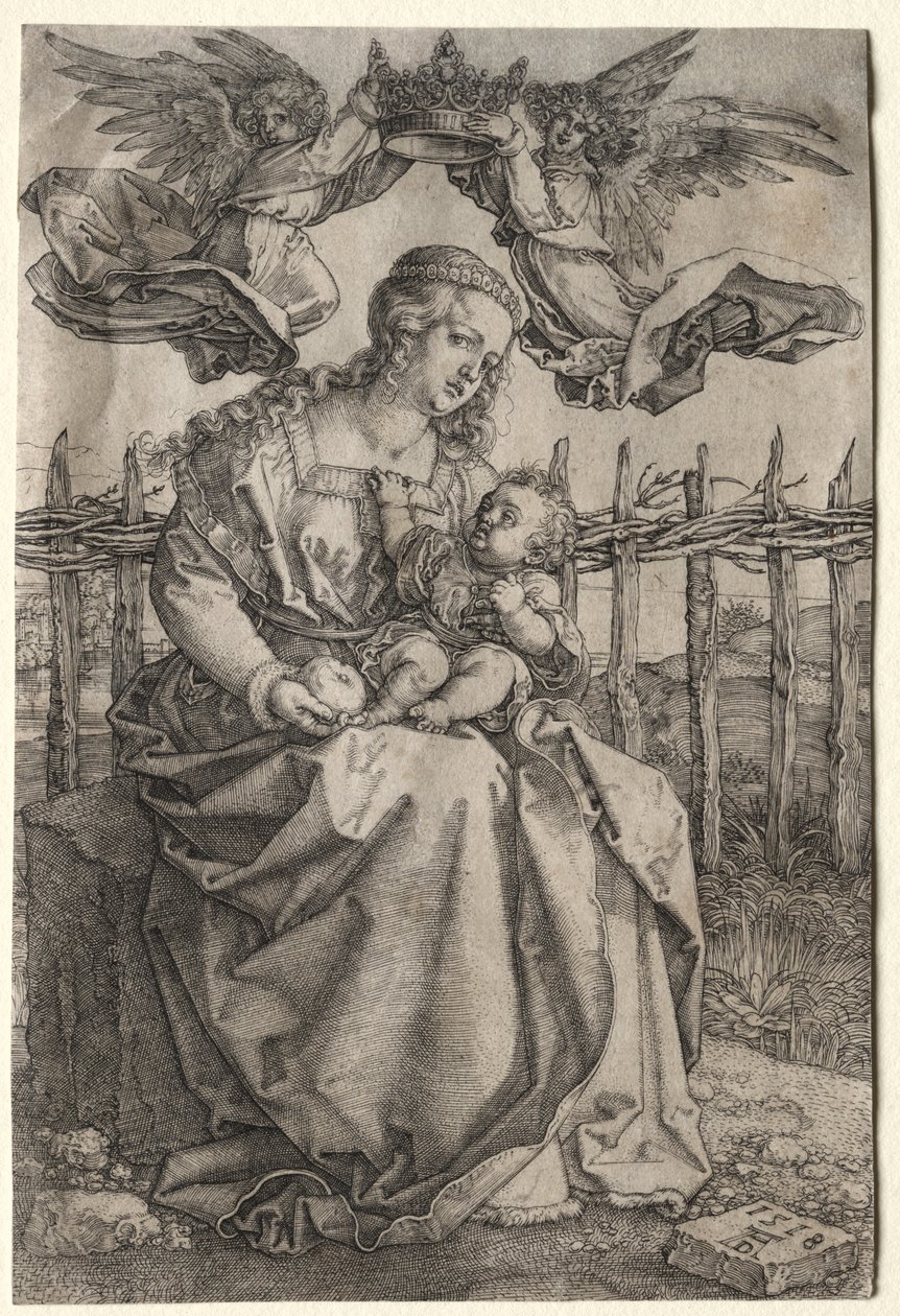 Kahden enkelin kruunaama neitsyt, 1518. tekijältä Albrecht Dürer