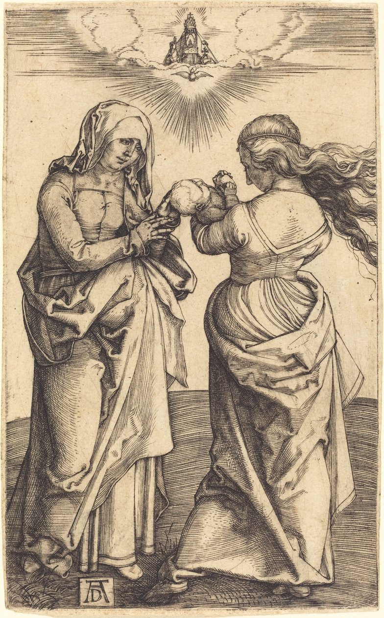 Neitsyt ja lapsi Pyhän Annan kanssa tekijältä Albrecht Dürer