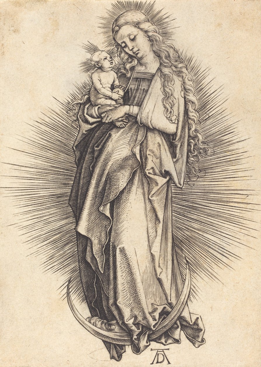 Neitsyt puolikuussa, n. 14981499. tekijältä Albrecht Dürer