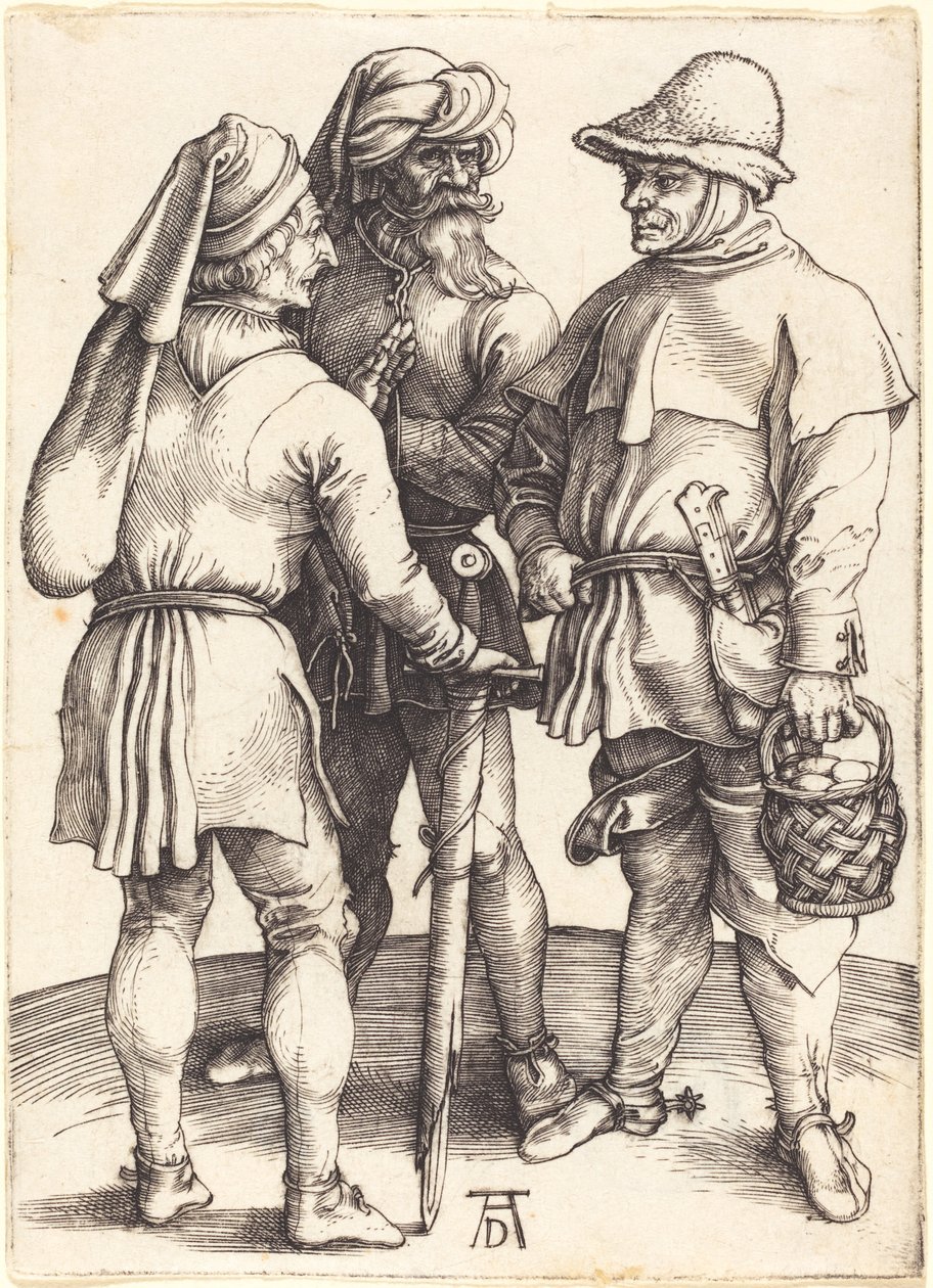 Kolme talonpoikaa keskustelussa tekijältä Albrecht Dürer