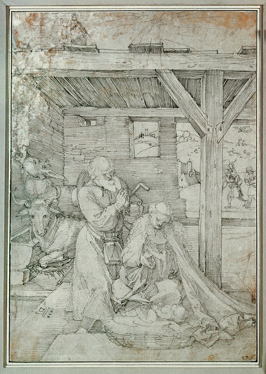 Nativity (kynä ja muste) tekijältä Albrecht Dürer or Duerer