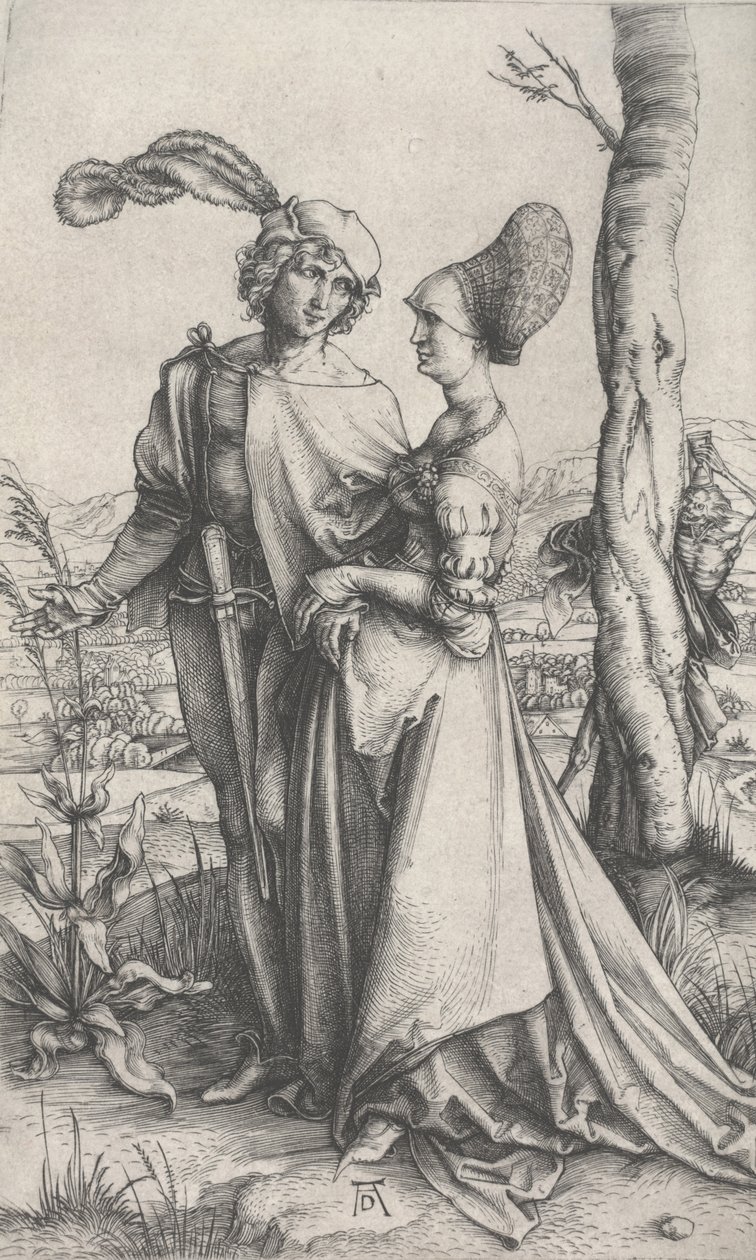 Promenade, n. 1496-1497 (kaiverrus) tekijältä Albrecht Dürer