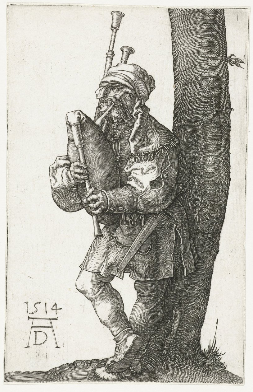 Säkkipillin soittaja tekijältä Albrecht Dürer or Duerer