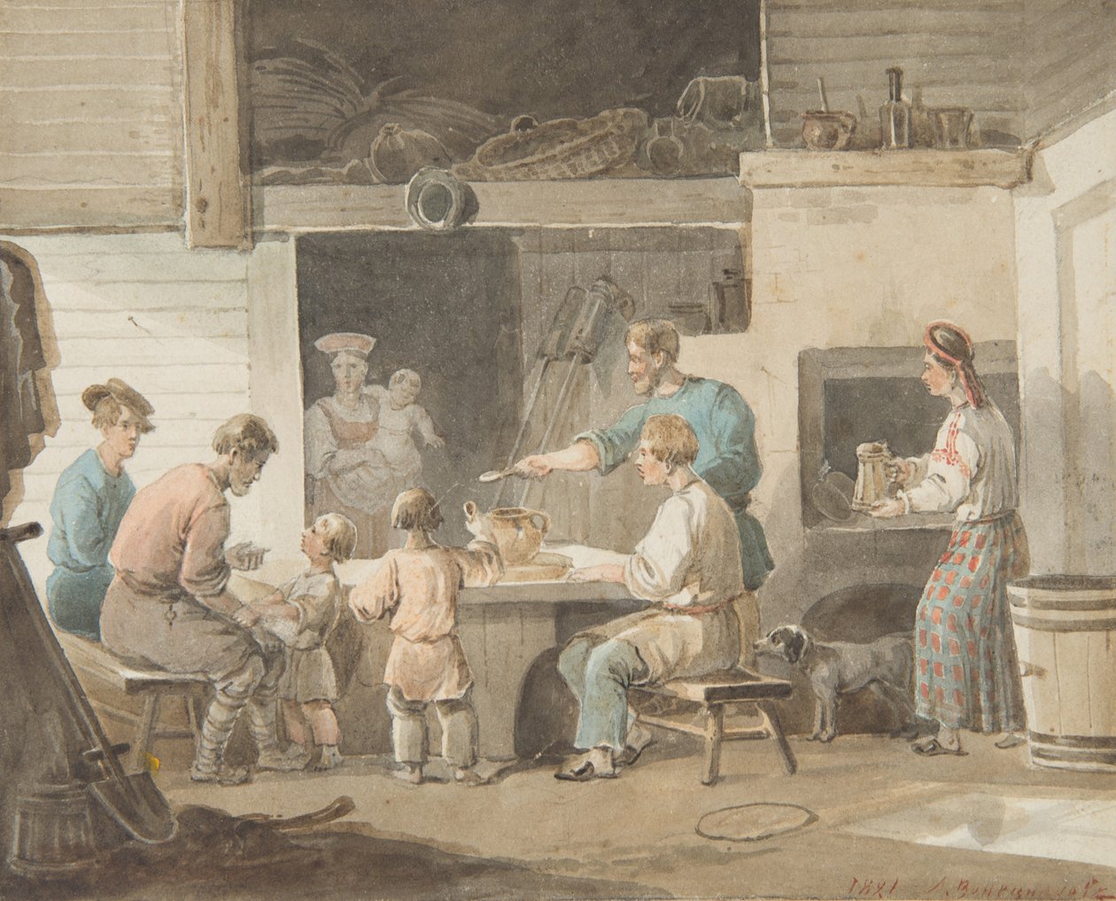 Lounasaika, 1821 tekijältä Aleksei Gavrilovich Venetsianov