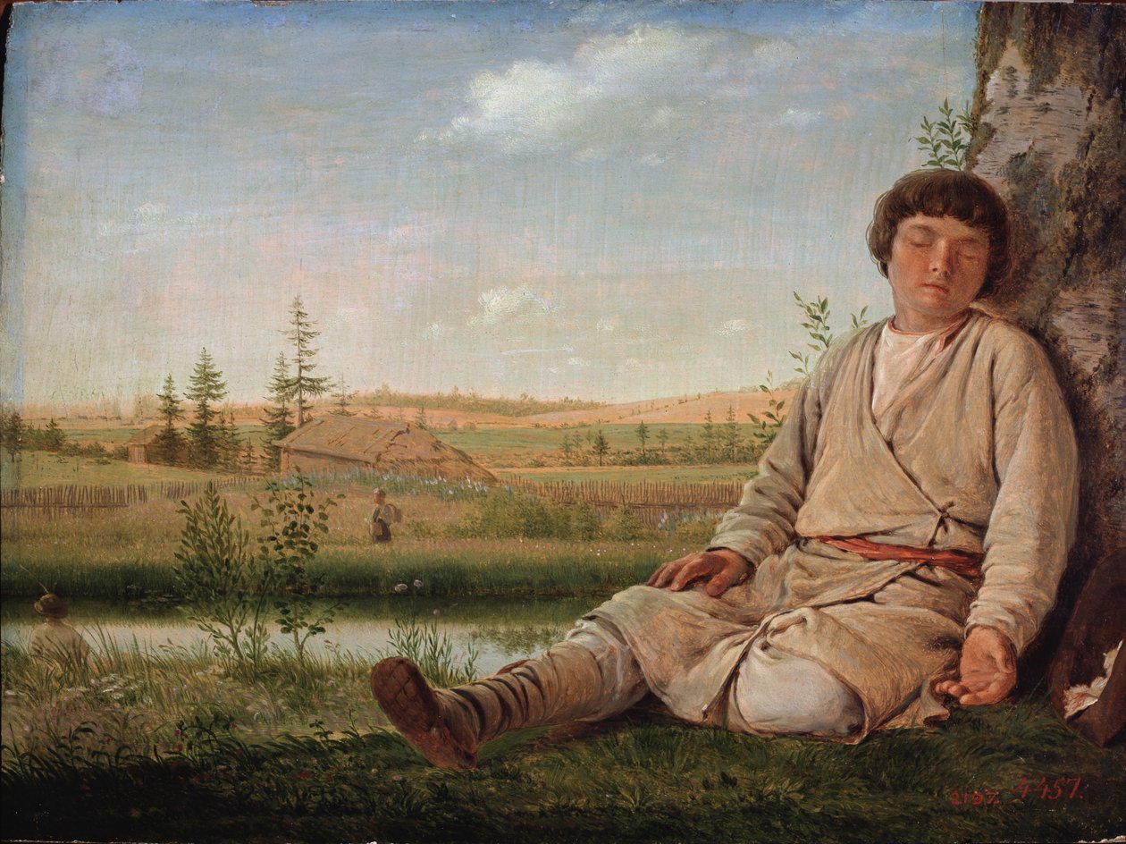 Nukkuva paimenpoika, 1823 tekijältä Aleksei Gavrilovich Venetsianov