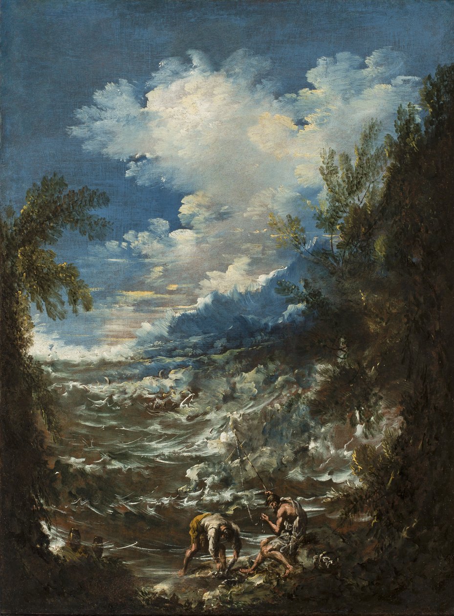Maisema kalastajien kanssa, n. 1730 tekijältä Alessandro Magnasco