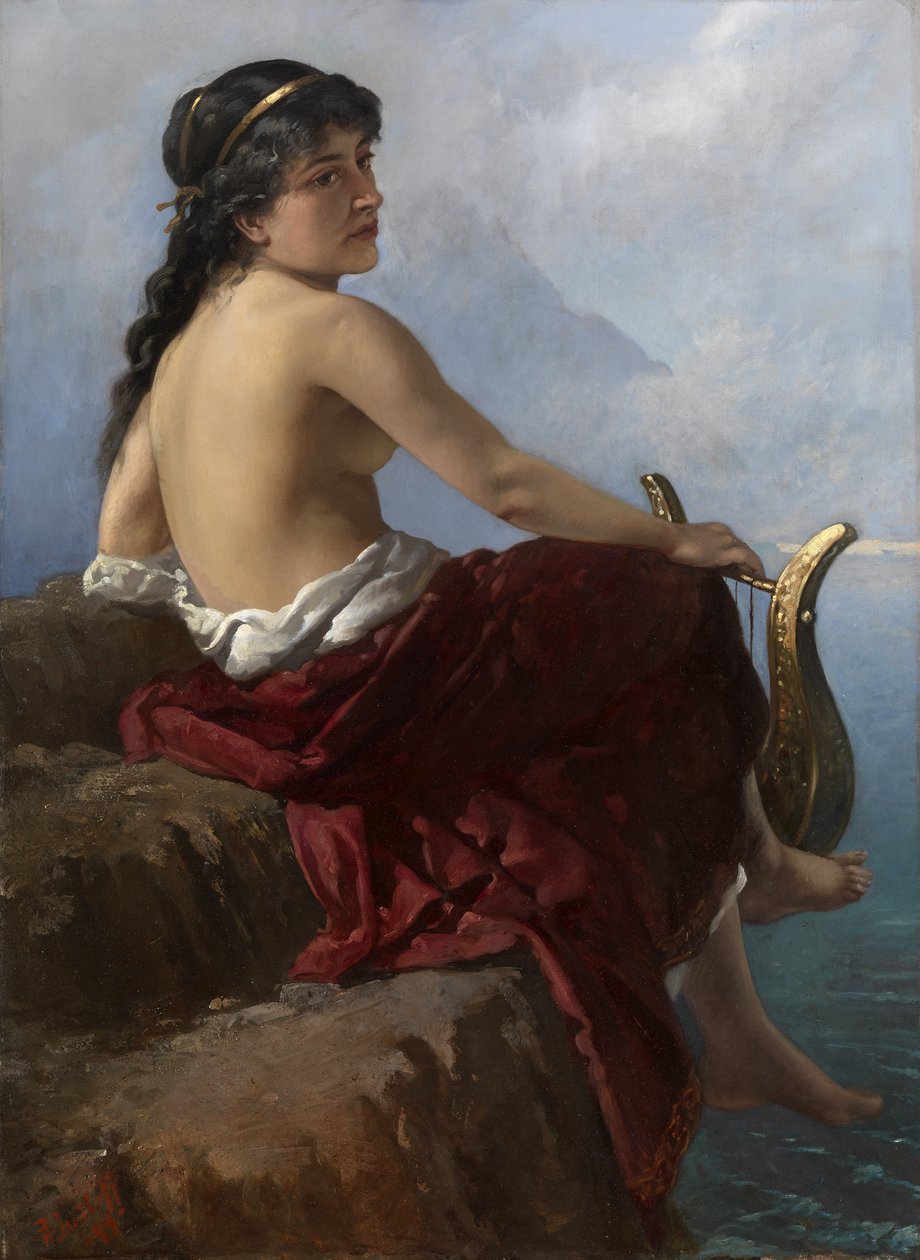 Sappho Lefkadan kalliolla, 1889 tekijältä Alexander Izmailov