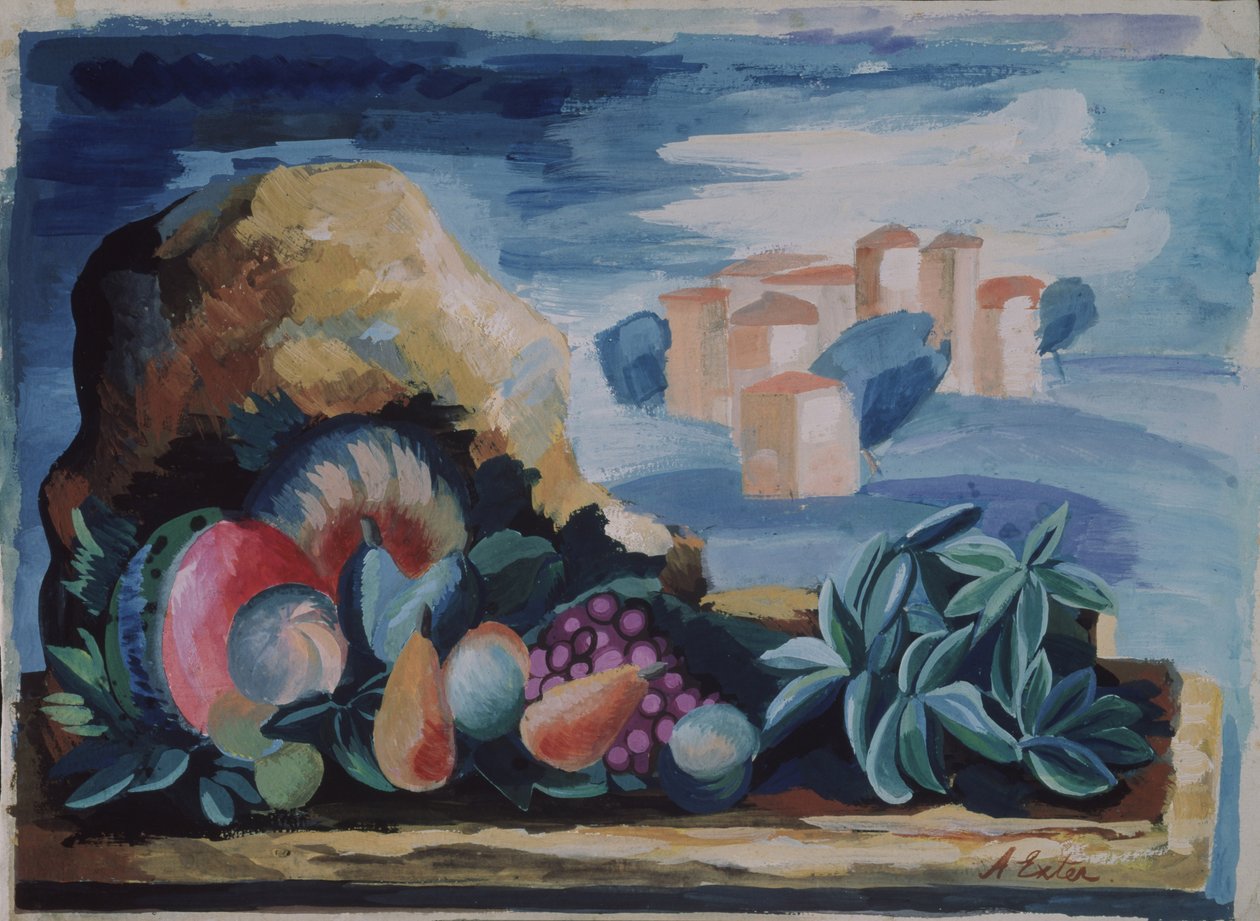 Asetelma maiseman kanssa, 1930-luku tekijältä Alexandra Alexandrowna Exter