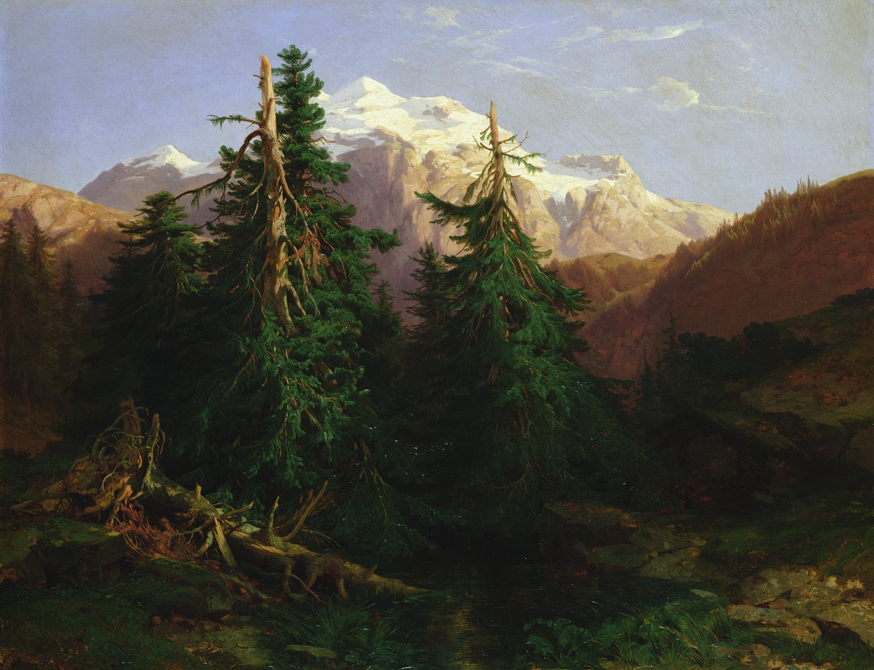 Jäätikkö, Rosen Lanigletscher, 1854 tekijältä Alexandre Calame