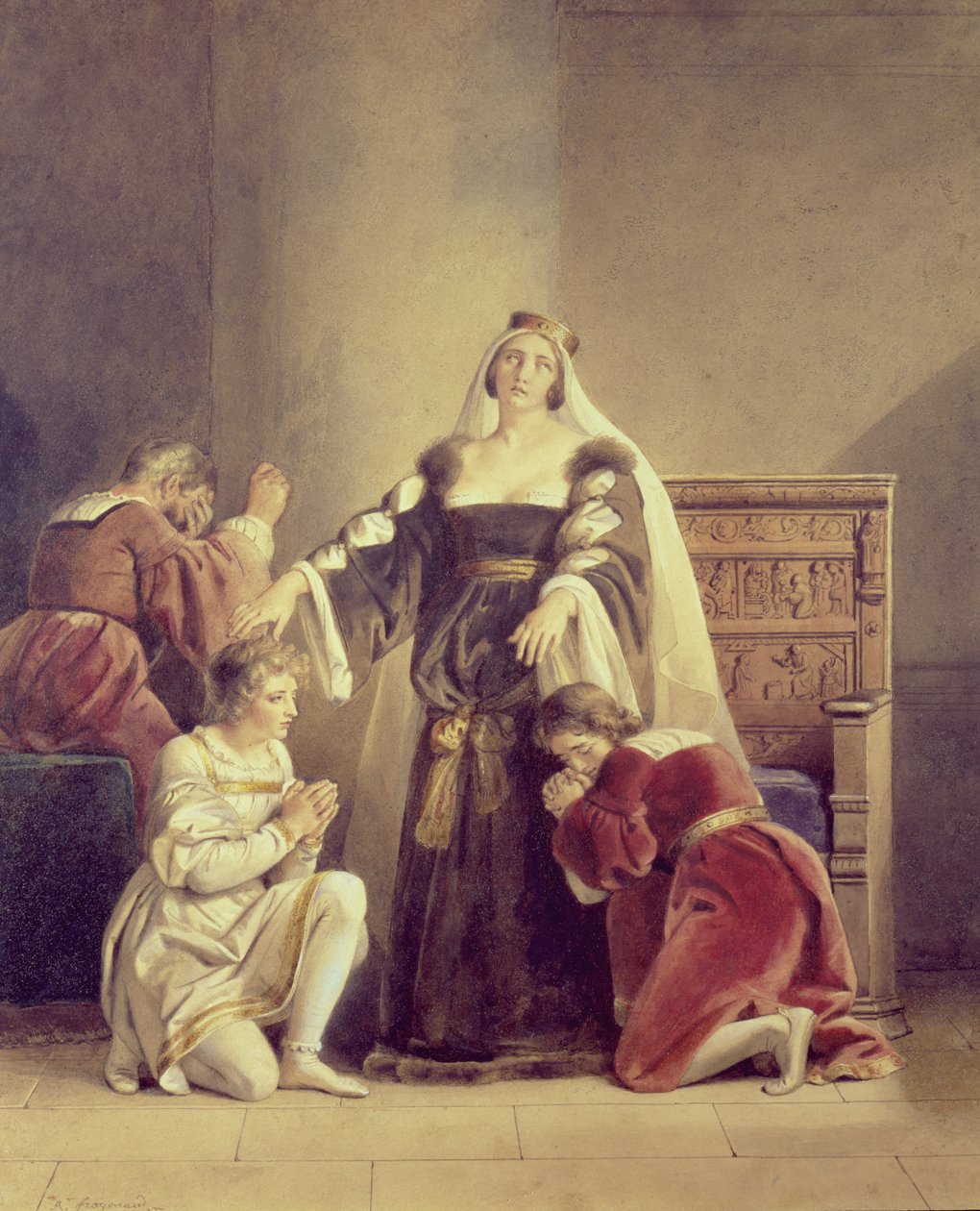 Kuningatar Elisabet jättää hyvästit pojilleen, 1800-luku tekijältä Alexandre Evariste Fragonard