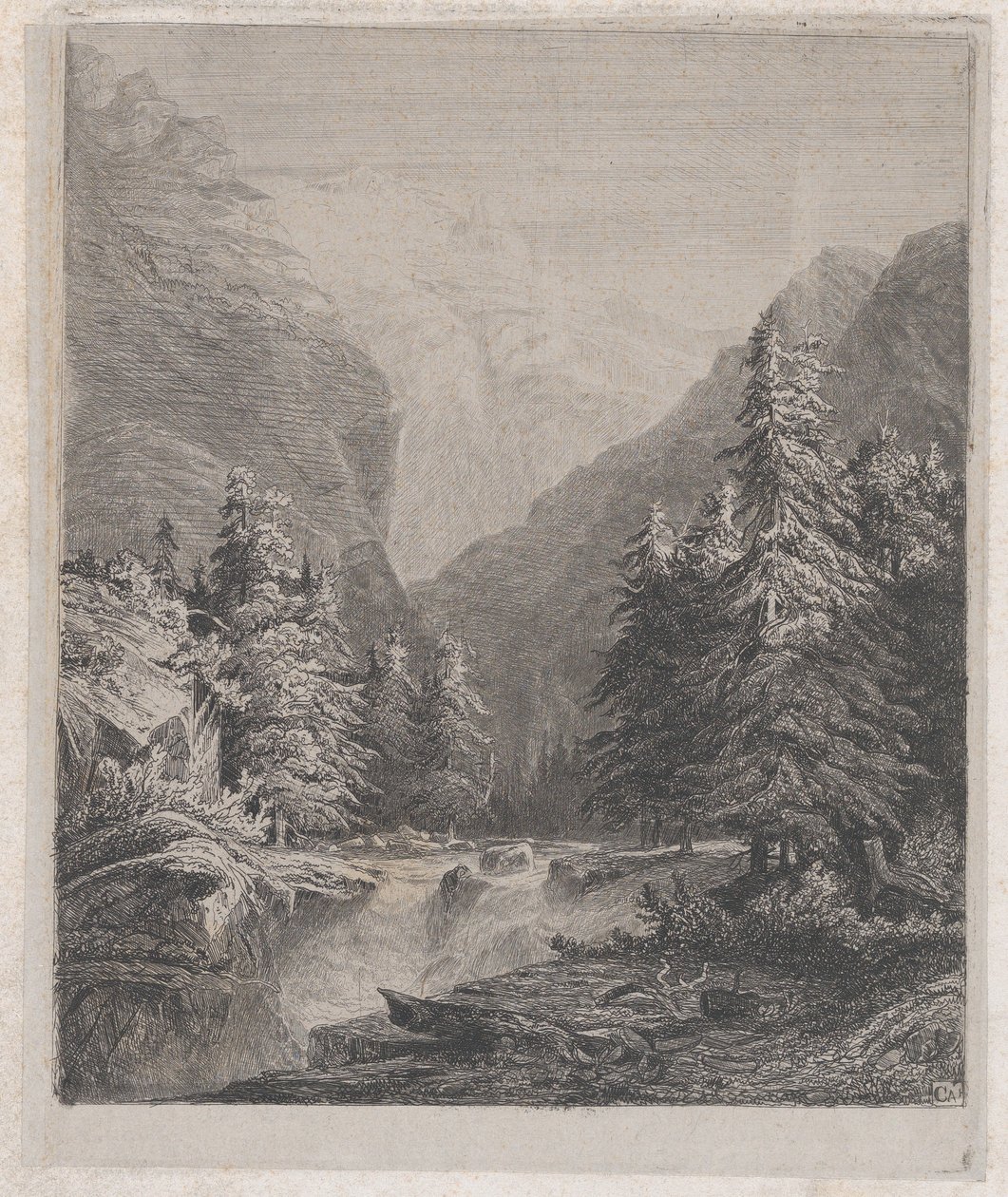 Maisema, 1800-luku. tekijältä Alexandre Calame