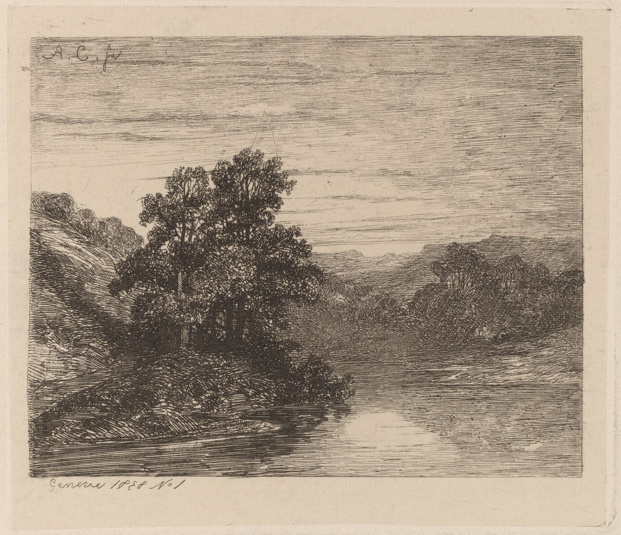 Puut joen rannalla tekijältä Alexandre Calame