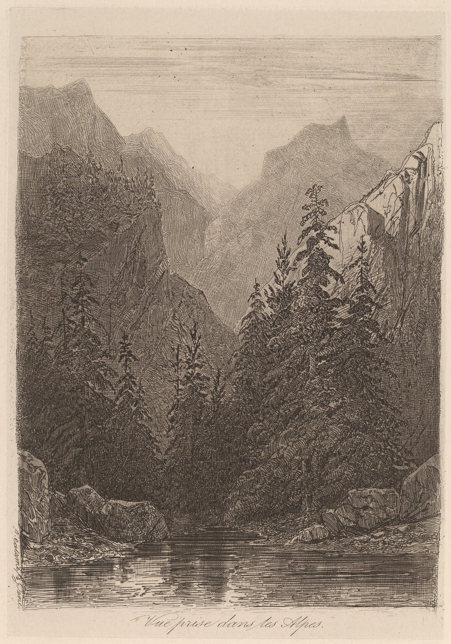 Näkymä otettu Alpeilta tekijältä Alexandre Calame