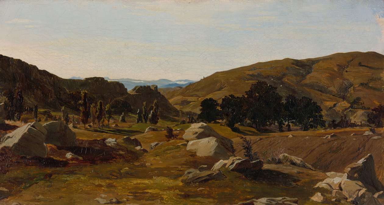 Maisema lähellä Chiusia, Toscana, 1841. tekijältä Alexandre Desgoffe