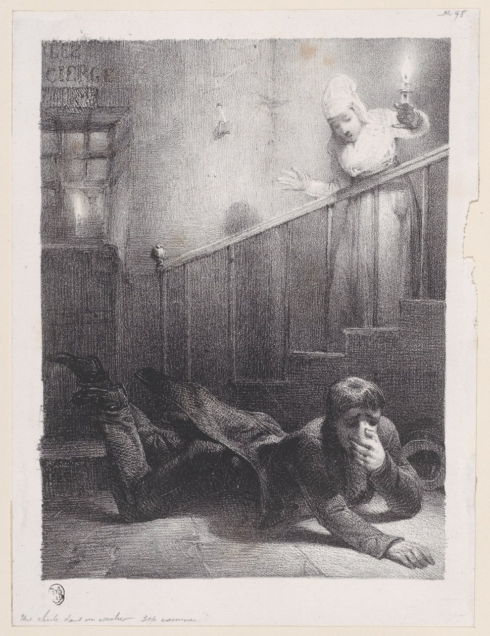 Putoaminen portaista, 1834-35. tekijältä Alexandre Gabriel Decamps