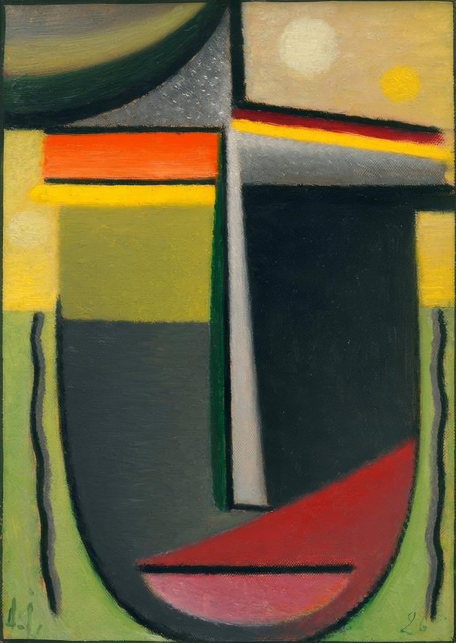 Abstrakti pää: Sisältä vihreä - kultainen tekijältä Alexej von Jawlensky