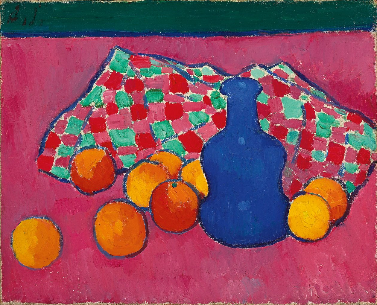 Sininen maljakko appelsiineilla, 1907 tekijältä Alexej von Jawlensky