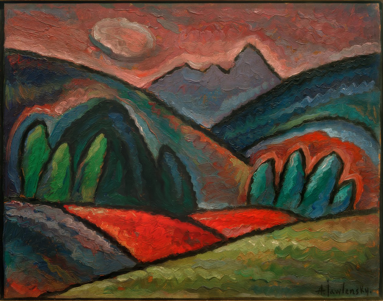 Maisema lähellä Oberstdorfia tekijältä Alexej von Jawlensky