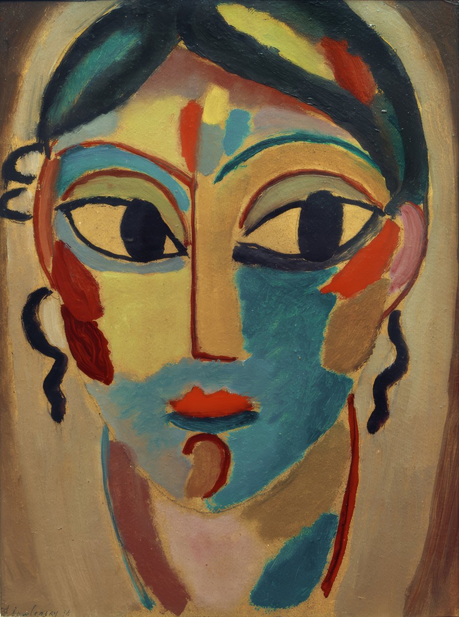 Mystinen pää: tytön pää (etuosa) tekijältä Alexej von Jawlensky