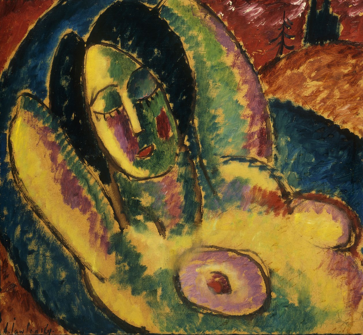 nukkumassa; Nukkumassa, 1912 tekijältä Alexej von Jawlensky
