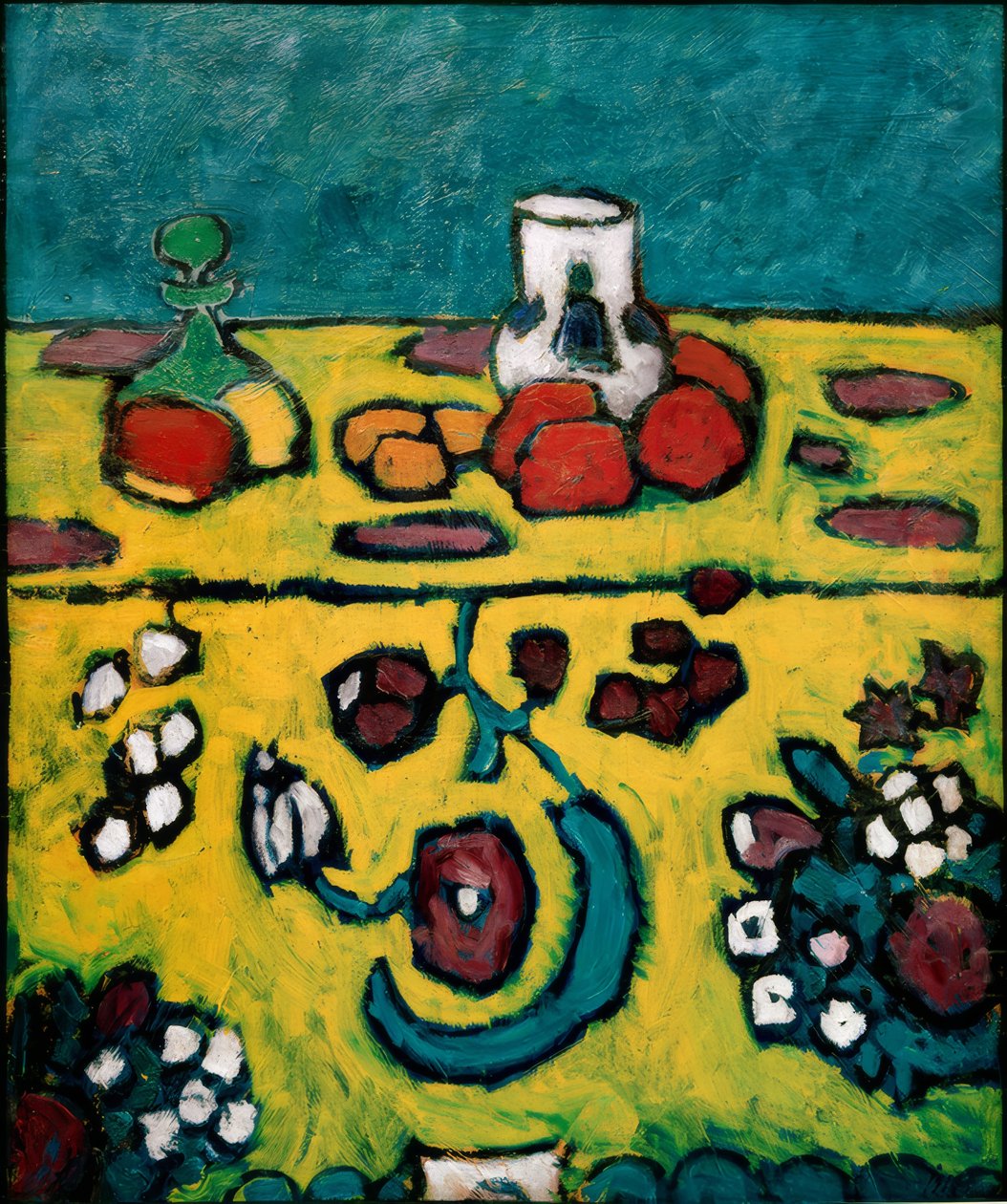 Asetelma värikkäällä peitolla tekijältä Alexej von Jawlensky
