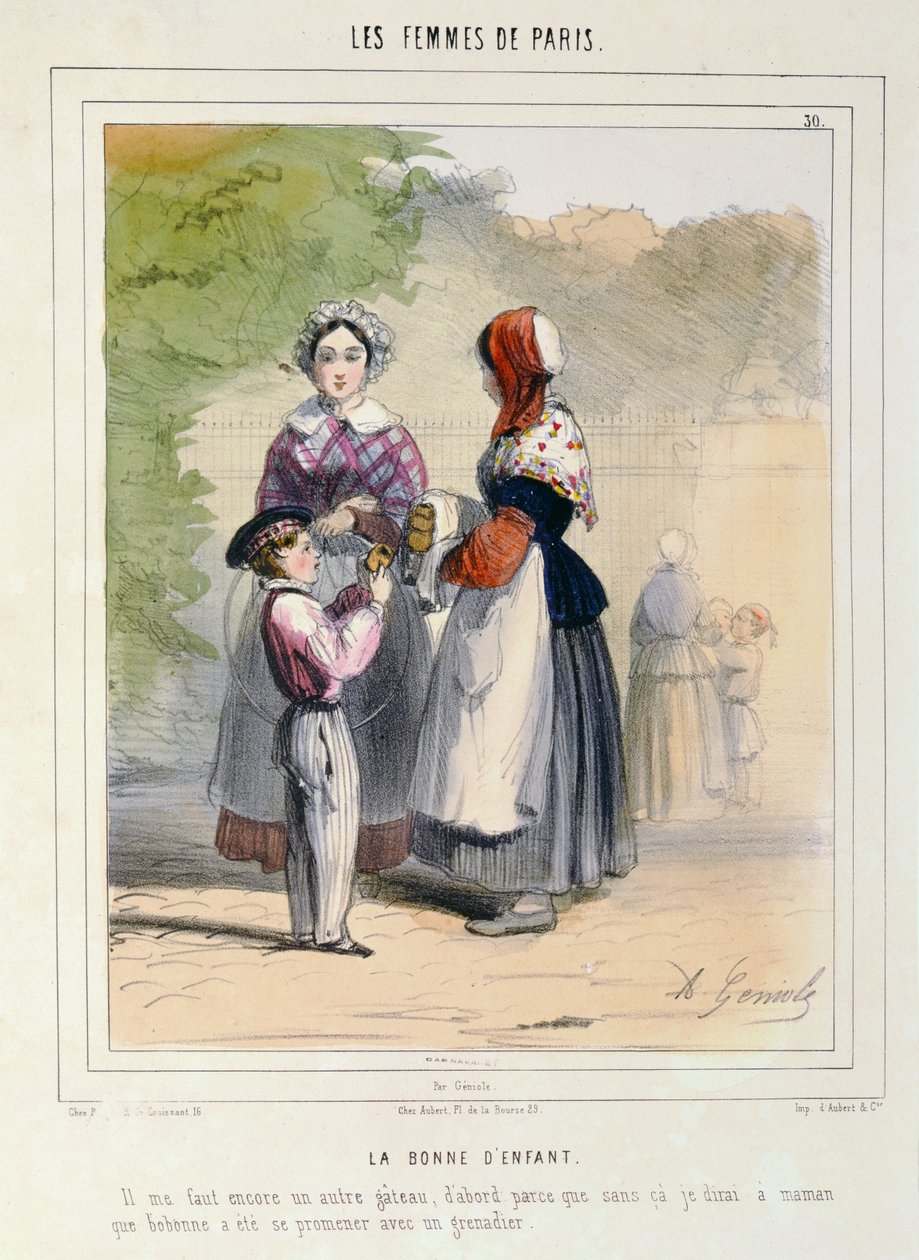 Nanny, Les Femmes de Parisista, 1841-42 (värillinen lito) tekijältä Alfred Andre Geniole