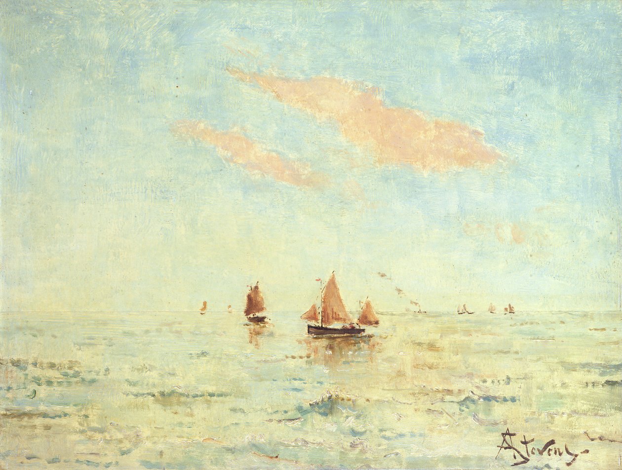 Meri Treportin edustalla, noin 1880 tekijältä Alfred Emile Stevens