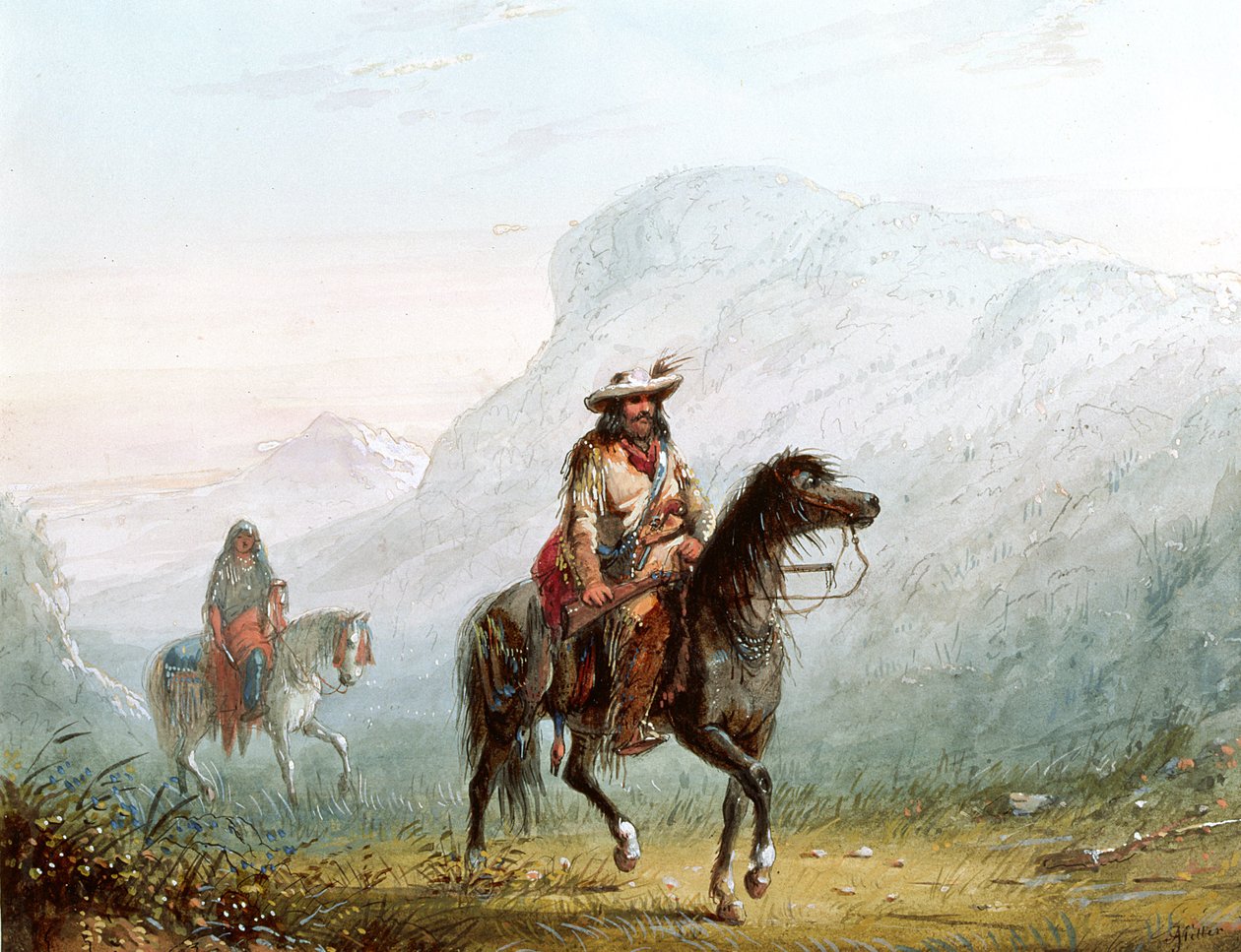Bourgeois Walker ja hänen Squaw, 1837 tekijältä Alfred Jacob Miller