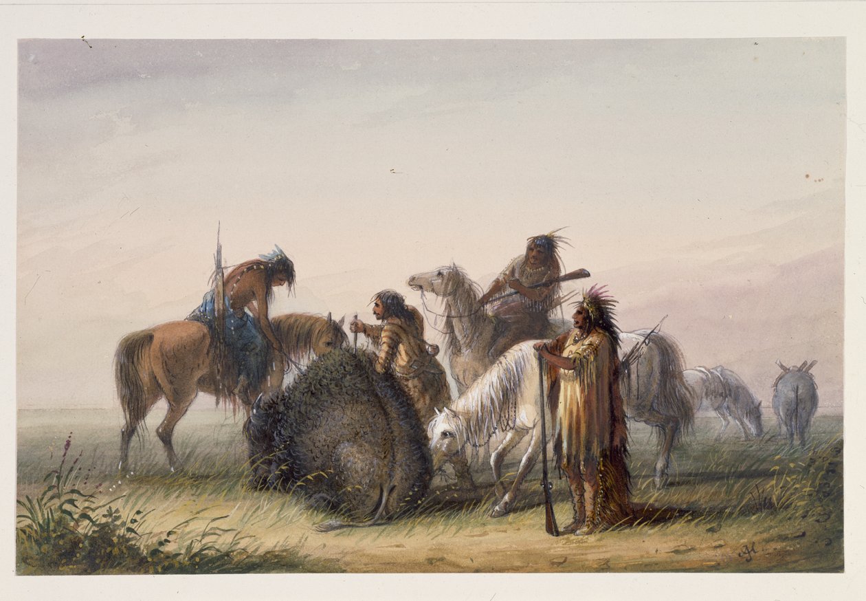 Supplying Camp puhvelinlihalla, n. 1858-60 (wc paperilla) tekijältä Alfred Jacob Miller
