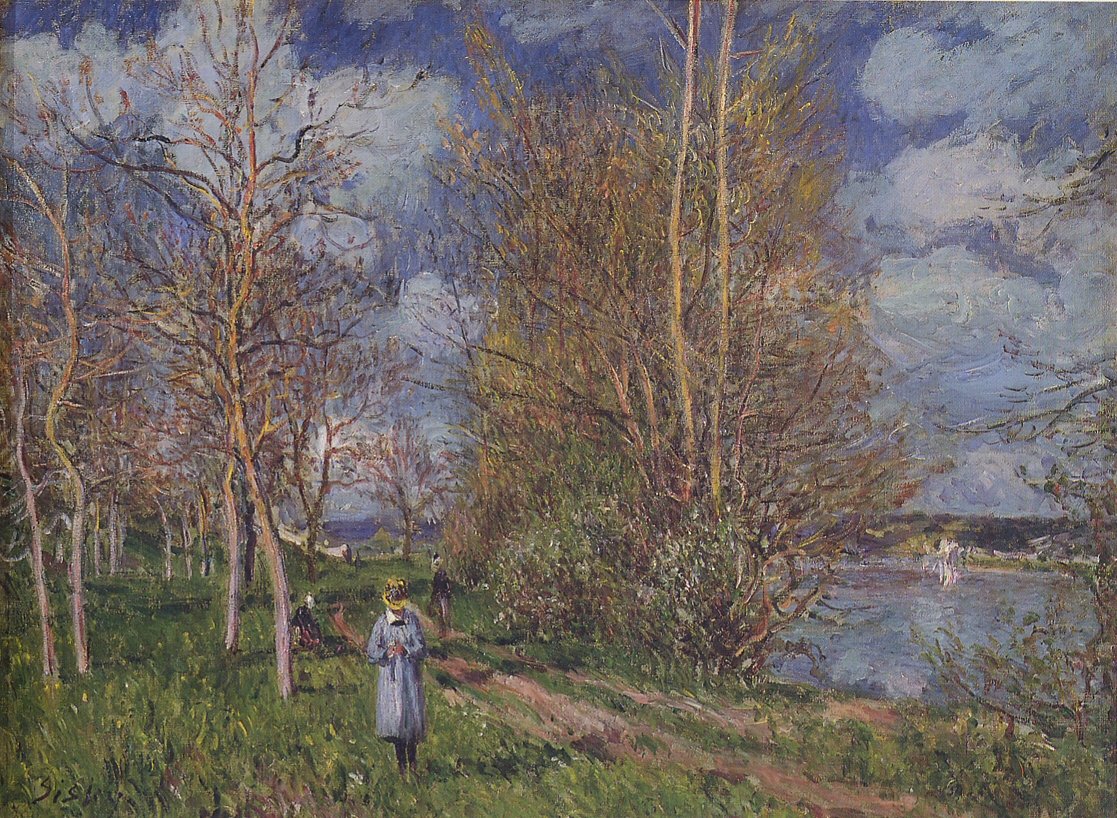 Die kleinen Wiesen im Frühling tekijältä Alfred Sisley
