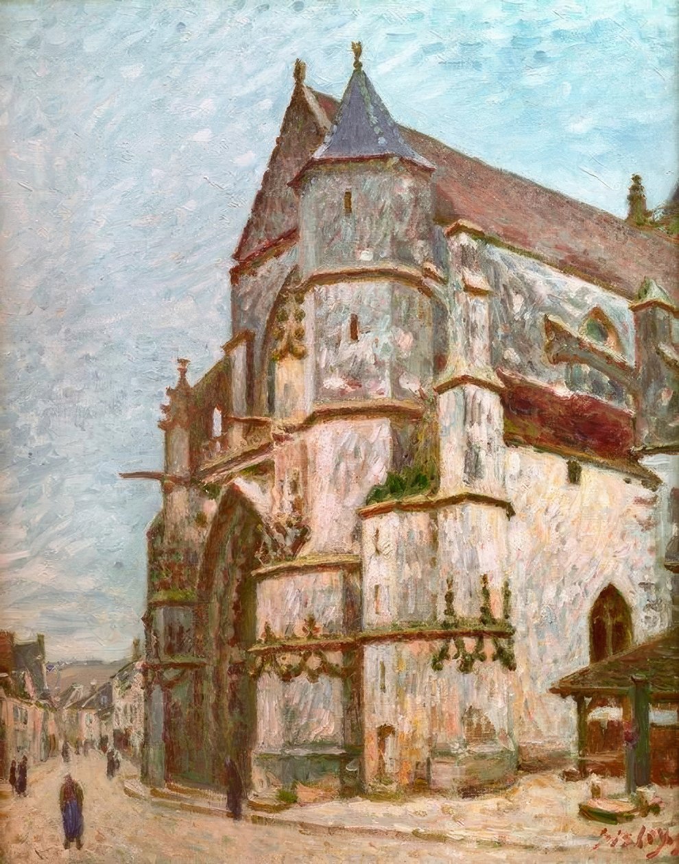Kirche Moret im Winterissä tekijältä Alfred Sisley