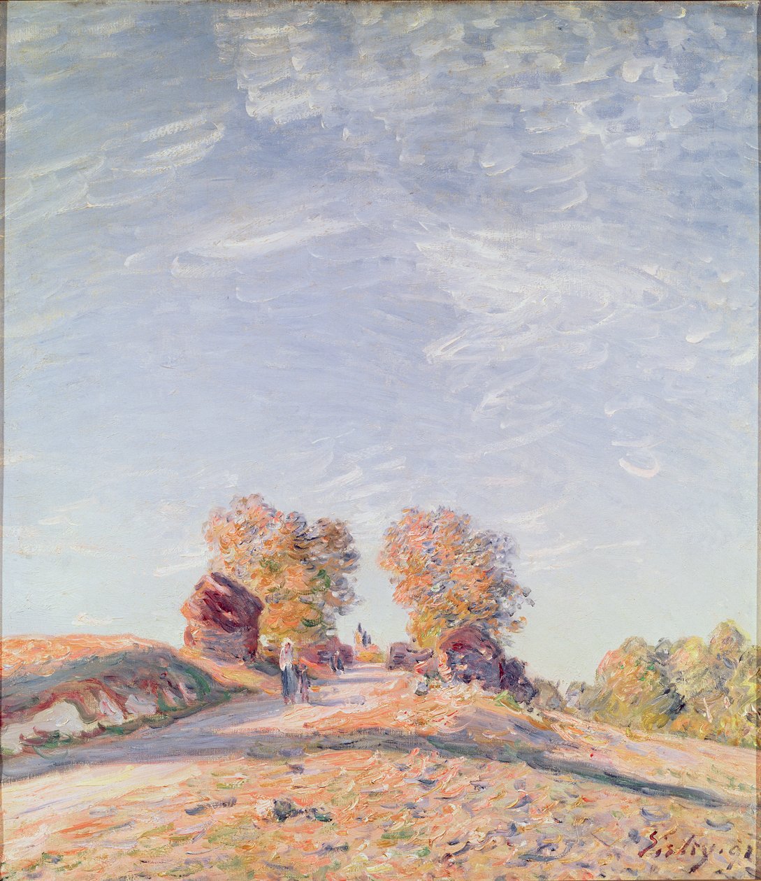 Uphill Road in Sunshine, 1891 tekijältä Alfred Sisley