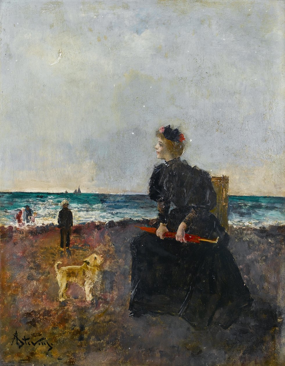 Nainen assise sur la plage tekijältä Alfred Emile Stevens