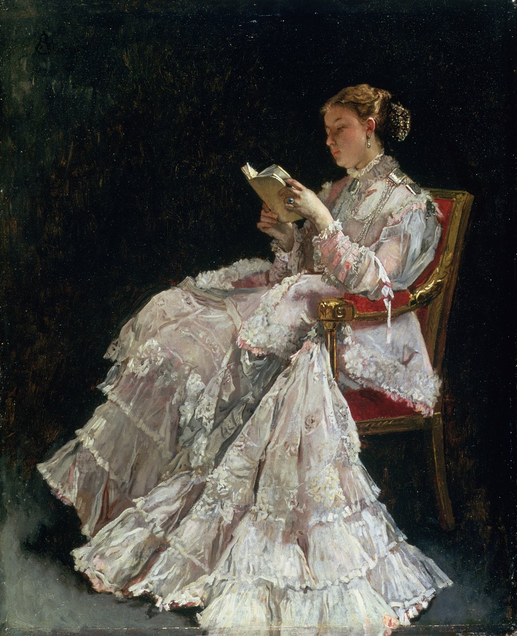 Lukija, n. 1860 tekijältä Alfred Emile Stevens